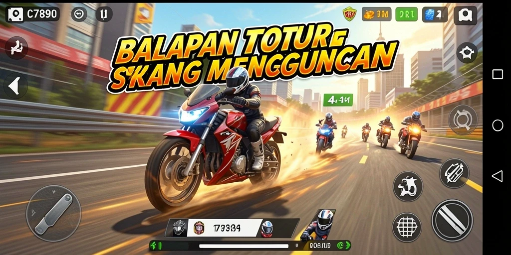 Grafik balapan motor yang memukau dan realistis.