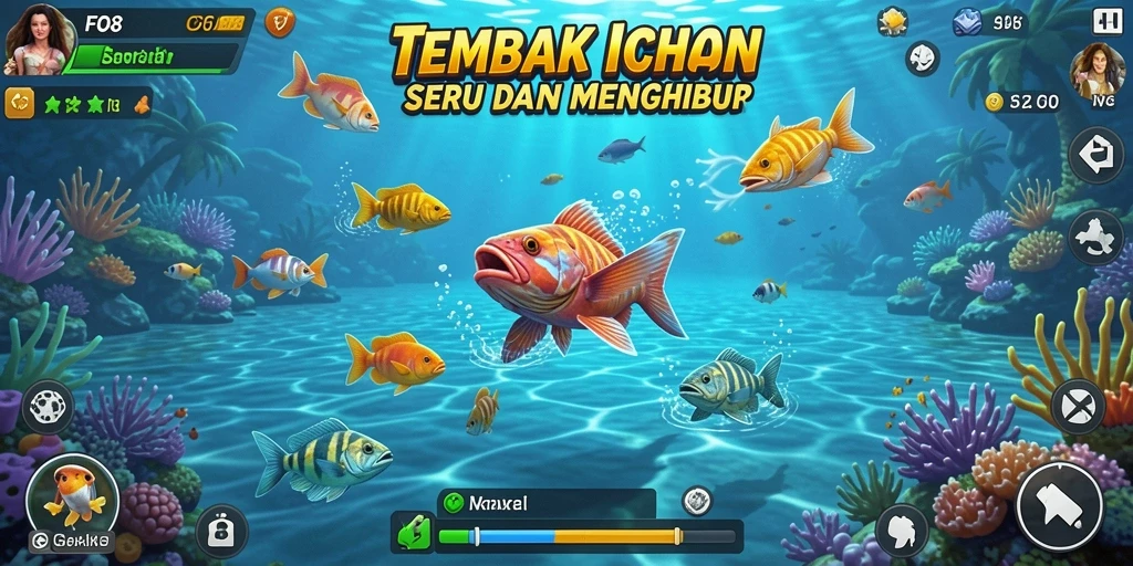 Screenshot gameplay FO8 menampilkan aksi seru menembak ikan.