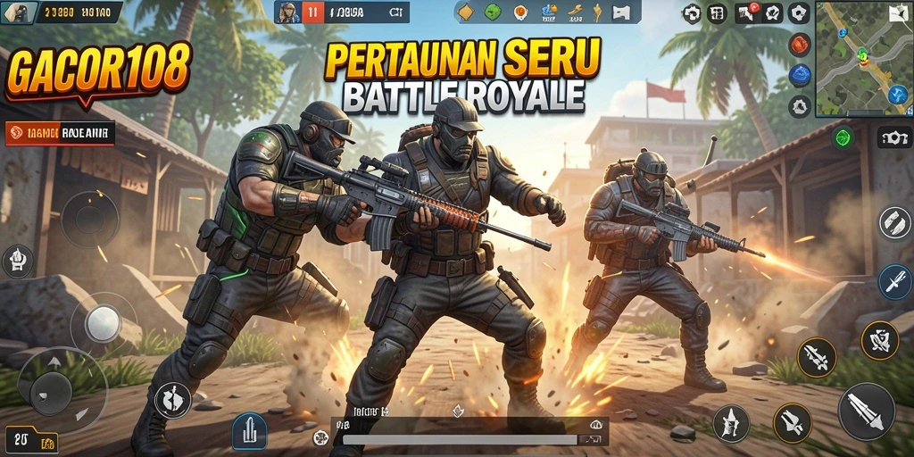 Tangkapan layar dari GACOR108 menampilkan aksi Battle Royale yang mendebarkan.