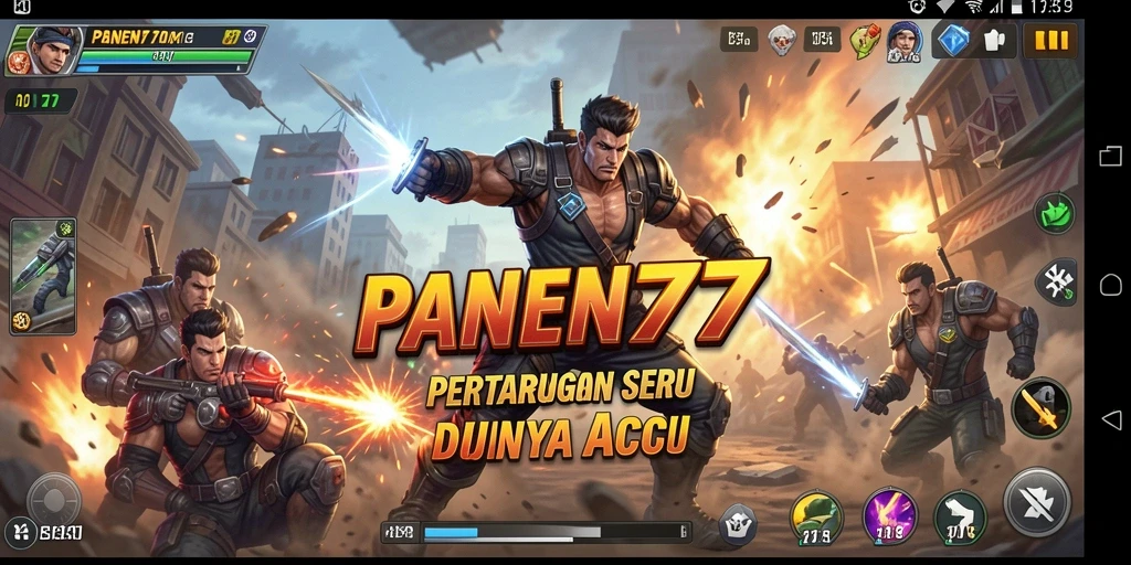 Tangkapan layar menampilkan aksi menegangkan dalam gameplay PANEN77.