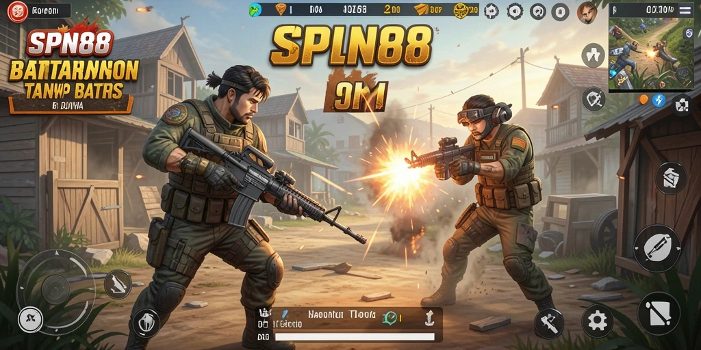 Tangkapan layar SPN88 menampilkan pertempuran seru dalam gaya Battle Royale.