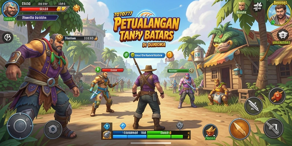 Screenshot menunjukkan pemain menjelajahi dunia terbuka yang indah.